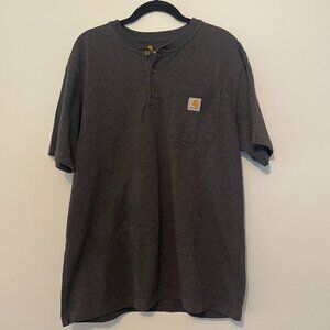 Carhartt Pocket Henley Shirt Men Medium - Gray Loose Fit 3 Button work polo